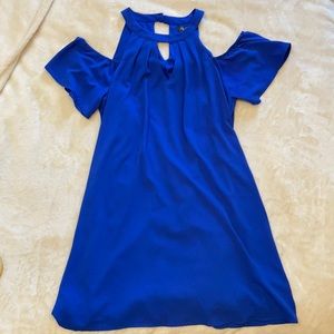 Blue cold shoulder Halter dress - M